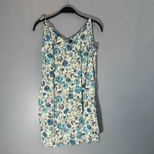 Old Navy Blue & Teal Floral Shoulder Tie Sundress with Pockets Size Medium